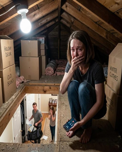 My sister called me at midnight and whispered, “Turn off every light. Go to the attic. Don’t tell your husband.” I thought she was losing her mind — until I looked through the floorboards….