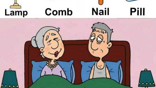Find Lamp, Comb, Nail, Pill.
